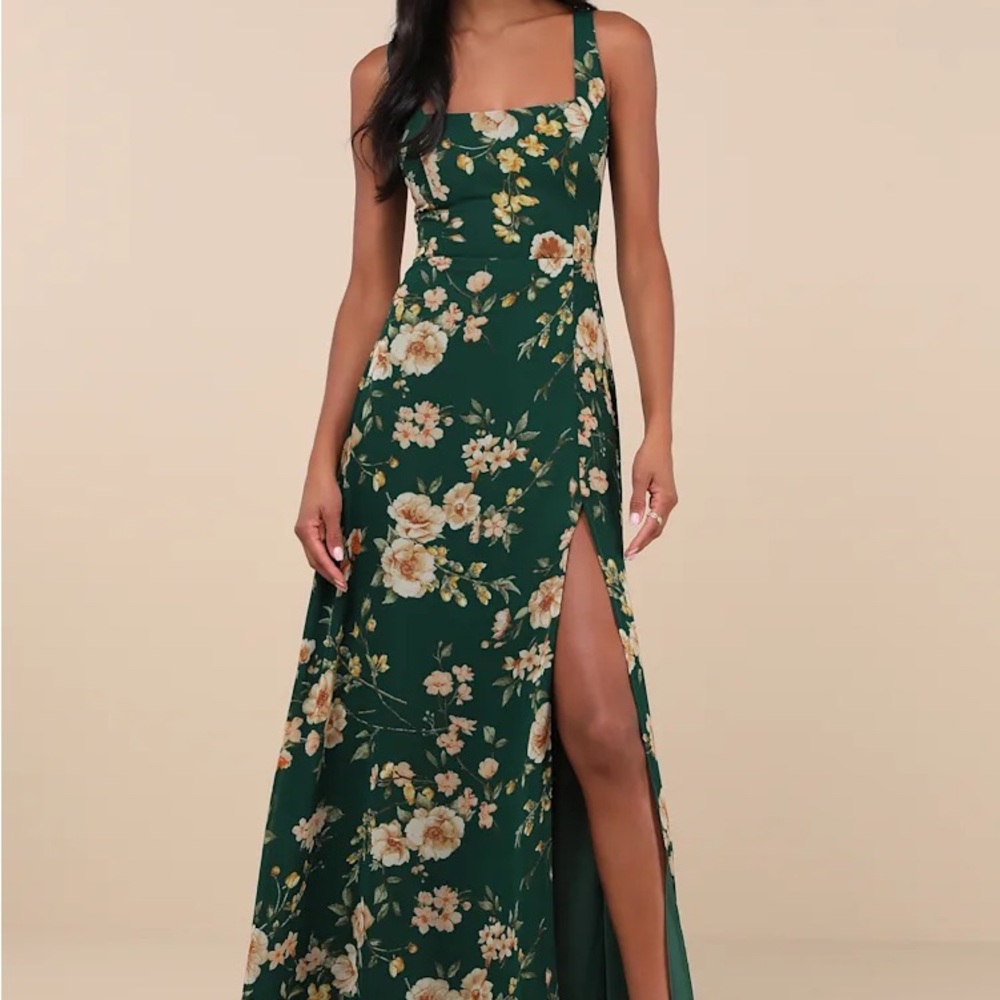 NWT Lulu's “Remarkable Arrival” garden style wedding maxi dress